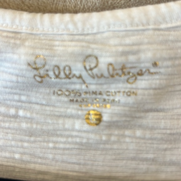 Lily Pulitzer white top with pom Pom accents size large - Picture 2 of 5
